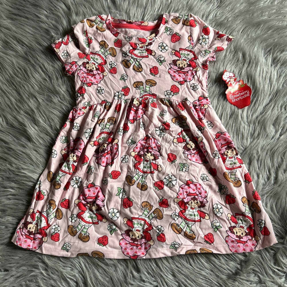 The World Of Strawberry Shortcake Dress Toddler Girls Size 5T Pink‎ Short Sleeve